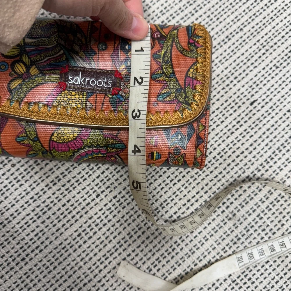 Sakroots Orange printed trifold large wallet like new bohemian coated canvas